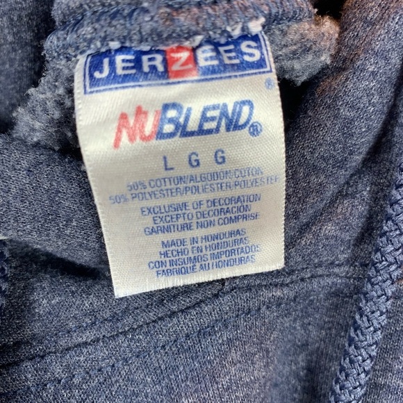 Jerzees NuBlend Dented Brick Distillery Logo Sweatshirt Hoodie - Blue - Large - Picture 5 of 7